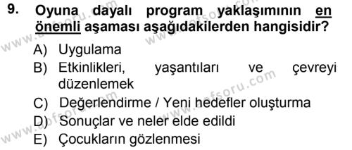 Okulöncesinde Drama Dersi 2014 - 2015 Yılı (Vize) Ara Sınavı 9. Soru