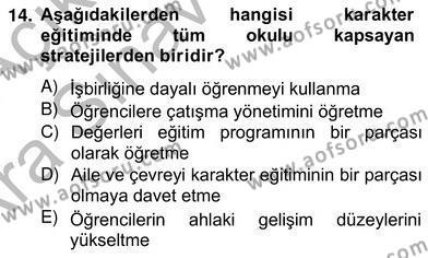 Okulöncesi Dönemde Değerler Eğitimi Dersi 2012 - 2013 Yılı (Vize) Ara Sınavı 14. Soru