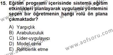 Okulöncesi Dönemde Değerler Eğitimi Dersi 2013 - 2014 Yılı Tek Ders Sınavı 15. Soru