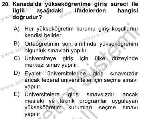 Eğitim Bilimine Giriş Dersi 2016 - 2017 Yılı 3 Ders Sınavı 20. Soru