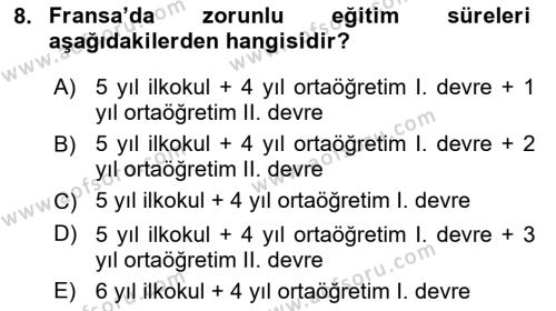 Eğitim Bilimine Giriş Dersi 2016 - 2017 Yılı 3 Ders Sınavı 8. Soru