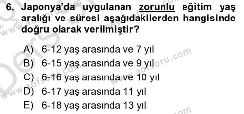 Eğitim Bilimine Giriş Dersi 2018 - 2019 Yılı 3 Ders Sınavı 6. Soru