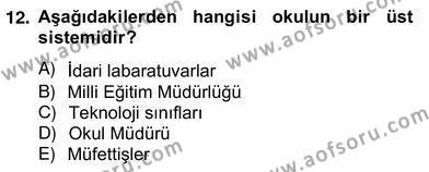 Türk Eğitim Sistemi Ve Okul Yönetimi Dersi 2012 - 2013 Yılı (Vize) Ara Sınavı 12. Soru