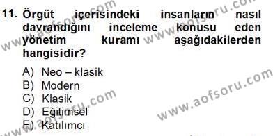 Türk Eğitim Sistemi Ve Okul Yönetimi Dersi 2012 - 2013 Yılı (Final) Dönem Sonu Sınavı 11. Soru