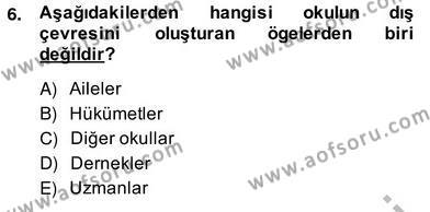 Türk Eğitim Sistemi Ve Okul Yönetimi Dersi 2013 - 2014 Yılı (Vize) Ara Sınavı 6. Soru