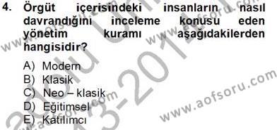Türk Eğitim Sistemi Ve Okul Yönetimi Dersi 2013 - 2014 Yılı Tek Ders Sınavı 4. Soru