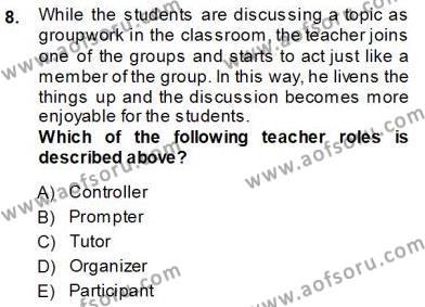 Özel Öğretim Yöntemleri Dersi 2013 - 2014 Yılı (Vize) Ara Sınavı 8. Soru
