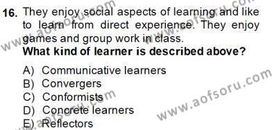 Özel Öğretim Yöntemleri Dersi 2014 - 2015 Yılı (Vize) Ara Sınavı 16. Soru