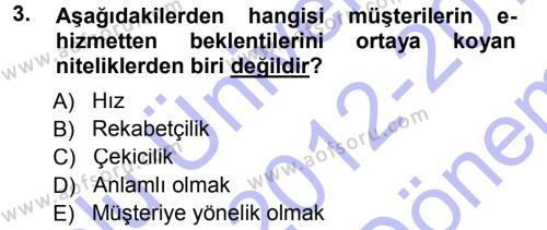 Perakendecilikte Müşteri İlişkileri Yönetimi Dersi 2012 - 2013 Yılı (Final) Dönem Sonu Sınavı 3. Soru