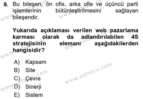 E-Perakendecilik Dersi 2020 - 2021 Yılı Yaz Okulu Sınavı 9. Soru