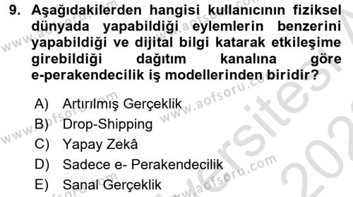 E-Perakendecilik Dersi 2021 - 2022 Yılı (Vize) Ara Sınavı 9. Soru