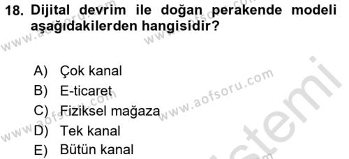 E-Perakendecilik Dersi 2021 - 2022 Yılı (Final) Dönem Sonu Sınavı 18. Soru