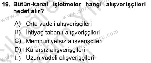 E-Perakendecilik Dersi 2021 - 2022 Yılı Yaz Okulu Sınavı 19. Soru