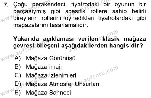 E-Perakendecilik Dersi 2021 - 2022 Yılı Yaz Okulu Sınavı 7. Soru