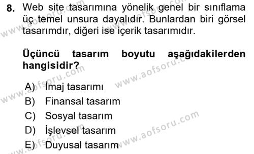 E-Perakendecilik Dersi 2021 - 2022 Yılı Yaz Okulu Sınavı 8. Soru