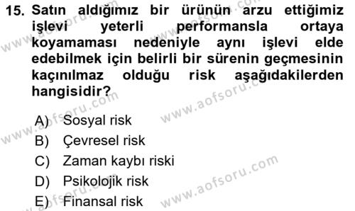 E-Perakendecilik Dersi 2023 - 2024 Yılı (Vize) Ara Sınavı 15. Soru