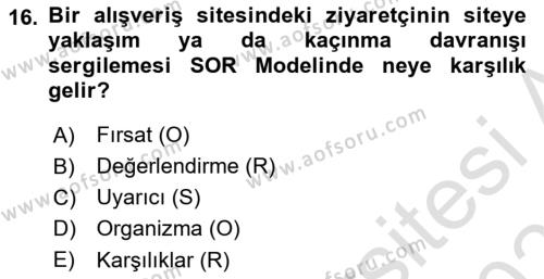 E-Perakendecilik Dersi 2023 - 2024 Yılı (Vize) Ara Sınavı 16. Soru