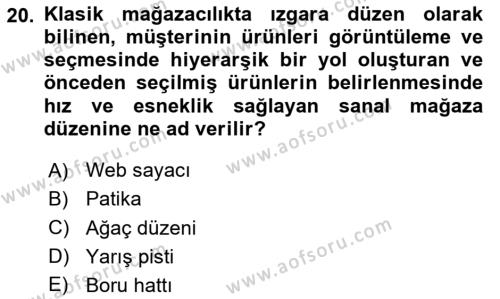 E-Perakendecilik Dersi 2023 - 2024 Yılı (Vize) Ara Sınavı 20. Soru