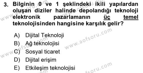 E-Perakendecilik Dersi 2023 - 2024 Yılı (Vize) Ara Sınavı 3. Soru