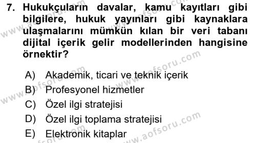 E-Perakendecilik Dersi 2023 - 2024 Yılı (Vize) Ara Sınavı 7. Soru