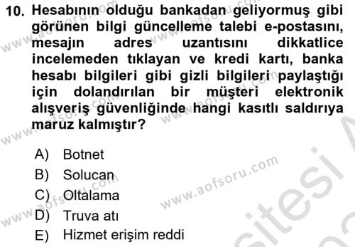 E-Perakendecilik Dersi 2023 - 2024 Yılı (Final) Dönem Sonu Sınavı 10. Soru