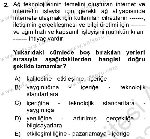 E-Perakendecilik Dersi 2023 - 2024 Yılı (Final) Dönem Sonu Sınavı 2. Soru