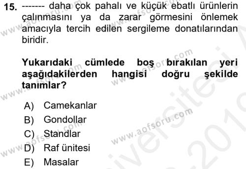 Mağaza Atmosferi Dersi 2018 - 2019 Yılı (Vize) Ara Sınavı 15. Soru