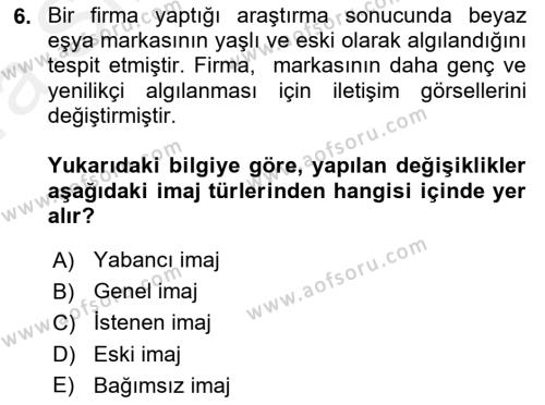 Mağaza Atmosferi Dersi 2018 - 2019 Yılı (Vize) Ara Sınavı 6. Soru