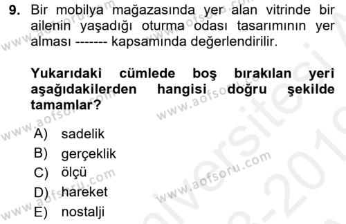 Mağaza Atmosferi Dersi 2018 - 2019 Yılı (Vize) Ara Sınavı 9. Soru