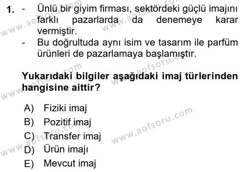 Mağaza Atmosferi Dersi 2018 - 2019 Yılı (Final) Dönem Sonu Sınavı 1. Soru