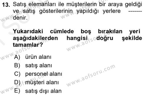 Mağaza Atmosferi Dersi 2018 - 2019 Yılı (Final) Dönem Sonu Sınavı 13. Soru