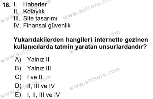 Mağaza Atmosferi Dersi 2018 - 2019 Yılı (Final) Dönem Sonu Sınavı 18. Soru