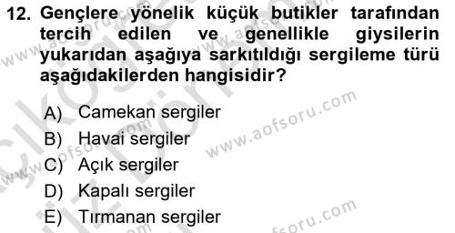 Mağaza Atmosferi Dersi 2019 - 2020 Yılı (Vize) Ara Sınavı 12. Soru