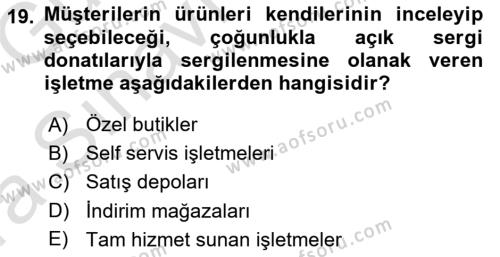 Mağaza Atmosferi Dersi 2019 - 2020 Yılı (Vize) Ara Sınavı 19. Soru