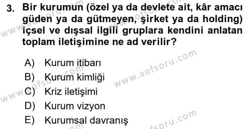 Mağaza Atmosferi Dersi 2019 - 2020 Yılı (Vize) Ara Sınavı 3. Soru