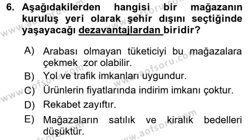 Mağaza Atmosferi Dersi 2019 - 2020 Yılı (Vize) Ara Sınavı 6. Soru