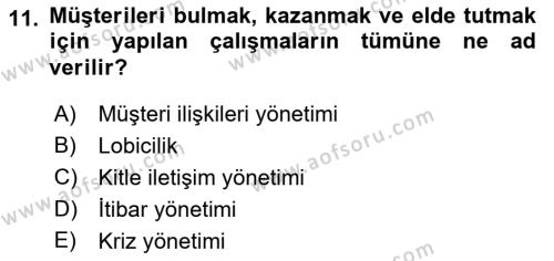 Mağaza Atmosferi Dersi 2019 - 2020 Yılı (Final) Dönem Sonu Sınavı 11. Soru