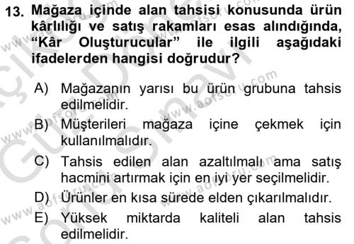 Mağaza Atmosferi Dersi 2019 - 2020 Yılı (Final) Dönem Sonu Sınavı 13. Soru