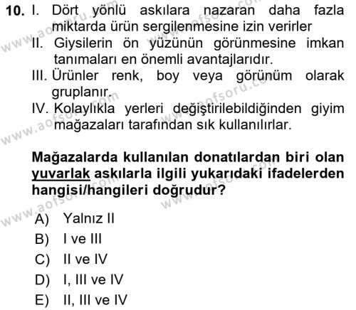 Mağaza Atmosferi Dersi 2021 - 2022 Yılı (Vize) Ara Sınavı 10. Soru