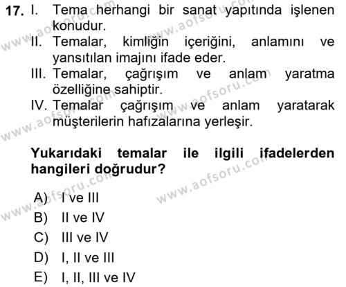 Mağaza Atmosferi Dersi 2021 - 2022 Yılı (Vize) Ara Sınavı 17. Soru