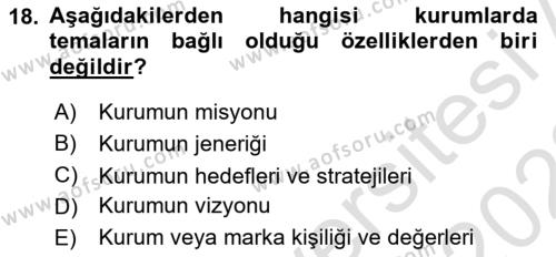 Mağaza Atmosferi Dersi 2021 - 2022 Yılı (Vize) Ara Sınavı 18. Soru