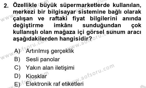 Mağaza Atmosferi Dersi 2021 - 2022 Yılı (Vize) Ara Sınavı 2. Soru