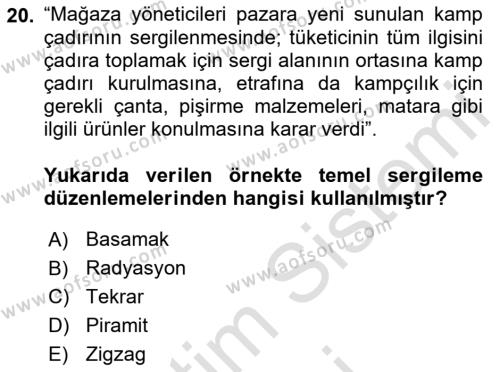 Mağaza Atmosferi Dersi 2021 - 2022 Yılı (Vize) Ara Sınavı 20. Soru