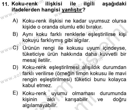 Mağaza Atmosferi Dersi 2021 - 2022 Yılı (Final) Dönem Sonu Sınavı 11. Soru