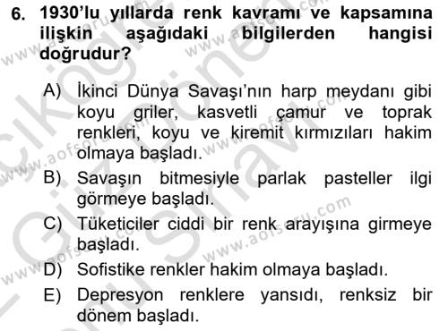 Mağaza Atmosferi Dersi 2021 - 2022 Yılı (Final) Dönem Sonu Sınavı 6. Soru