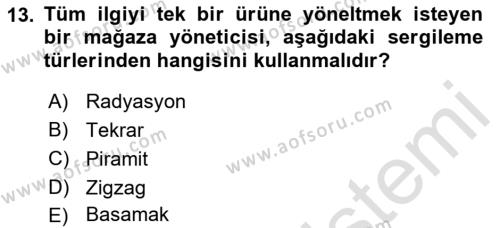 Mağaza Atmosferi Dersi 2022 - 2023 Yılı (Vize) Ara Sınavı 13. Soru