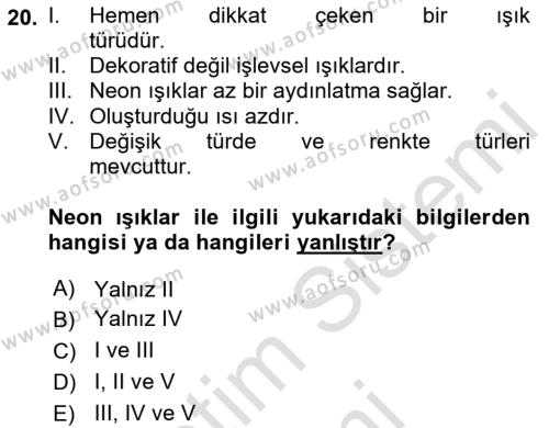 Mağaza Atmosferi Dersi 2022 - 2023 Yılı (Vize) Ara Sınavı 20. Soru