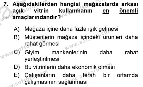 Mağaza Atmosferi Dersi 2022 - 2023 Yılı (Vize) Ara Sınavı 7. Soru