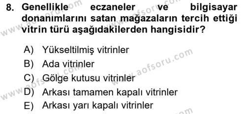 Mağaza Atmosferi Dersi 2022 - 2023 Yılı (Vize) Ara Sınavı 8. Soru