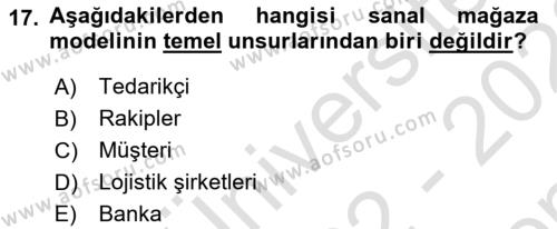 Mağaza Atmosferi Dersi 2022 - 2023 Yılı (Final) Dönem Sonu Sınavı 17. Soru